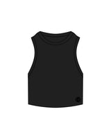 The Ribbed Crop Tank - Black - Krista - Lower Left Corner - Embroidered - Tone on Tone