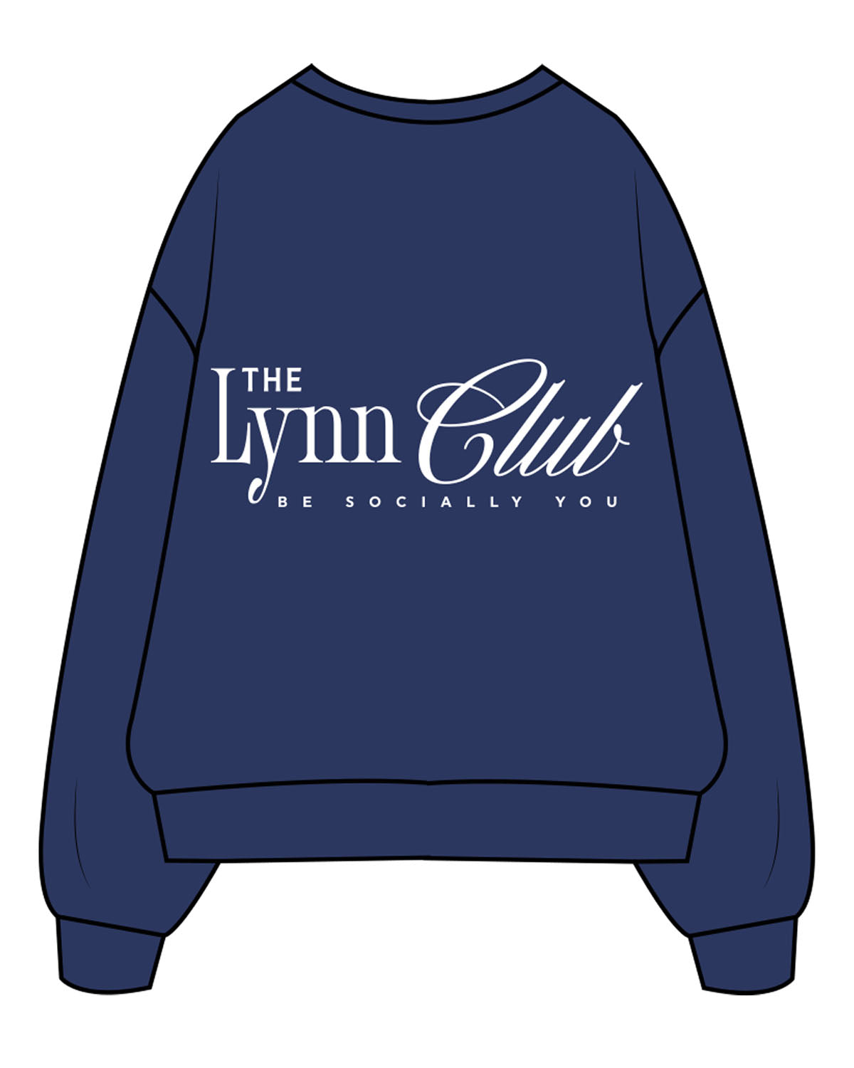 The Mens Crewneck - Cobalt - Lynn Club Social - Left Chest & Back Center - White