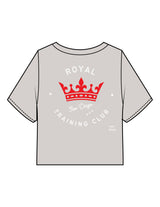 The Heavyweight Crop Tee - Washed Bone - Royal Training Club - Left Chest Crown & Back Stacked - Printed - Full Color