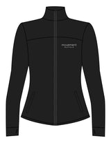 The Womens Zip Jacket - Black - Movement Pilates Buffalo - Left Chest Stacked & Back "INSTRUCTOR X" - Printed - White
