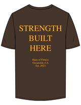 The Mens Tee - Chocolate - Haus of Fitness - Left Chest & Back Stacked - Printed - Full Color