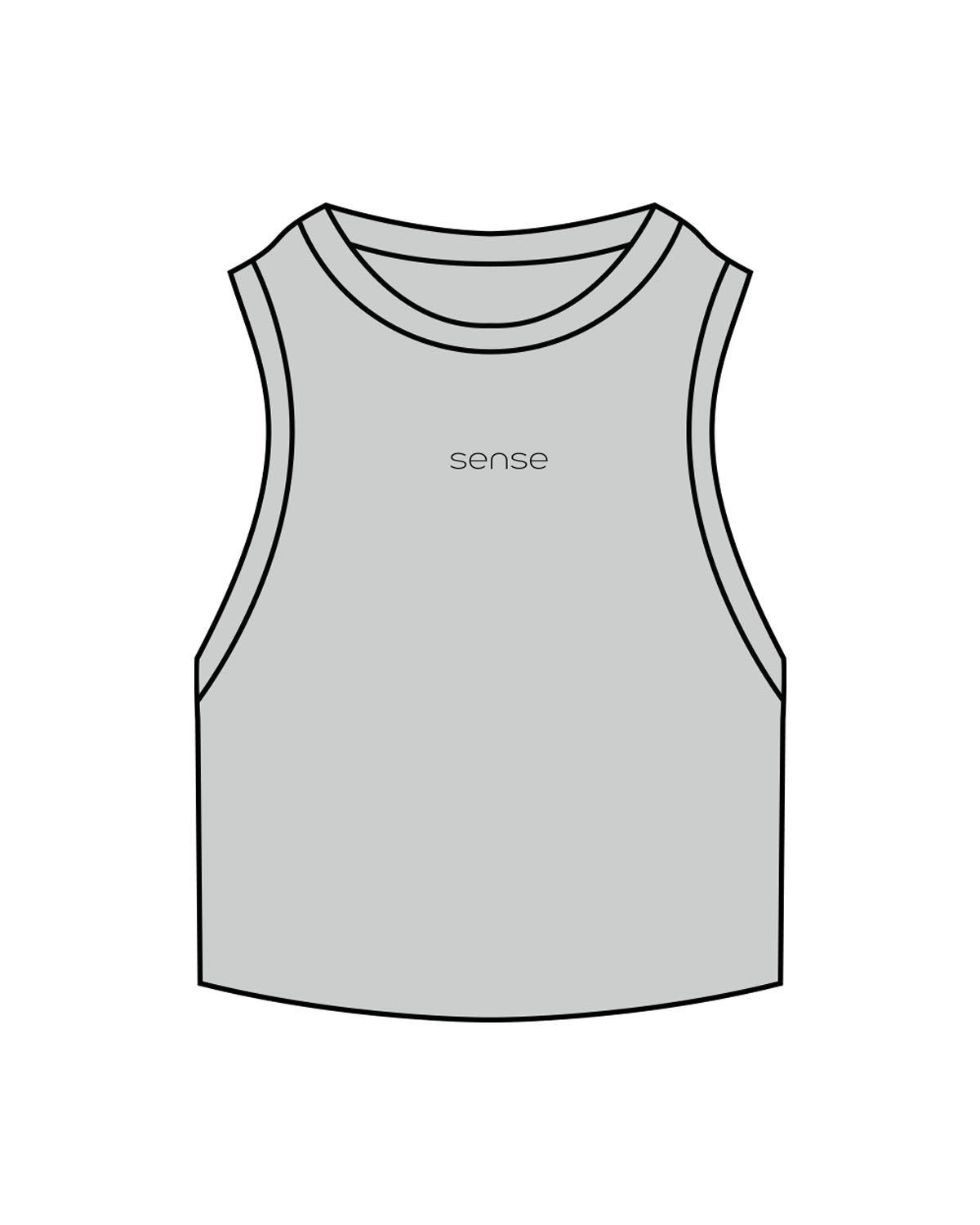 The Ribbed Crop Tank - Storm - Sense Pilates - Center Chest Sense Logo - Embroidered - Black
