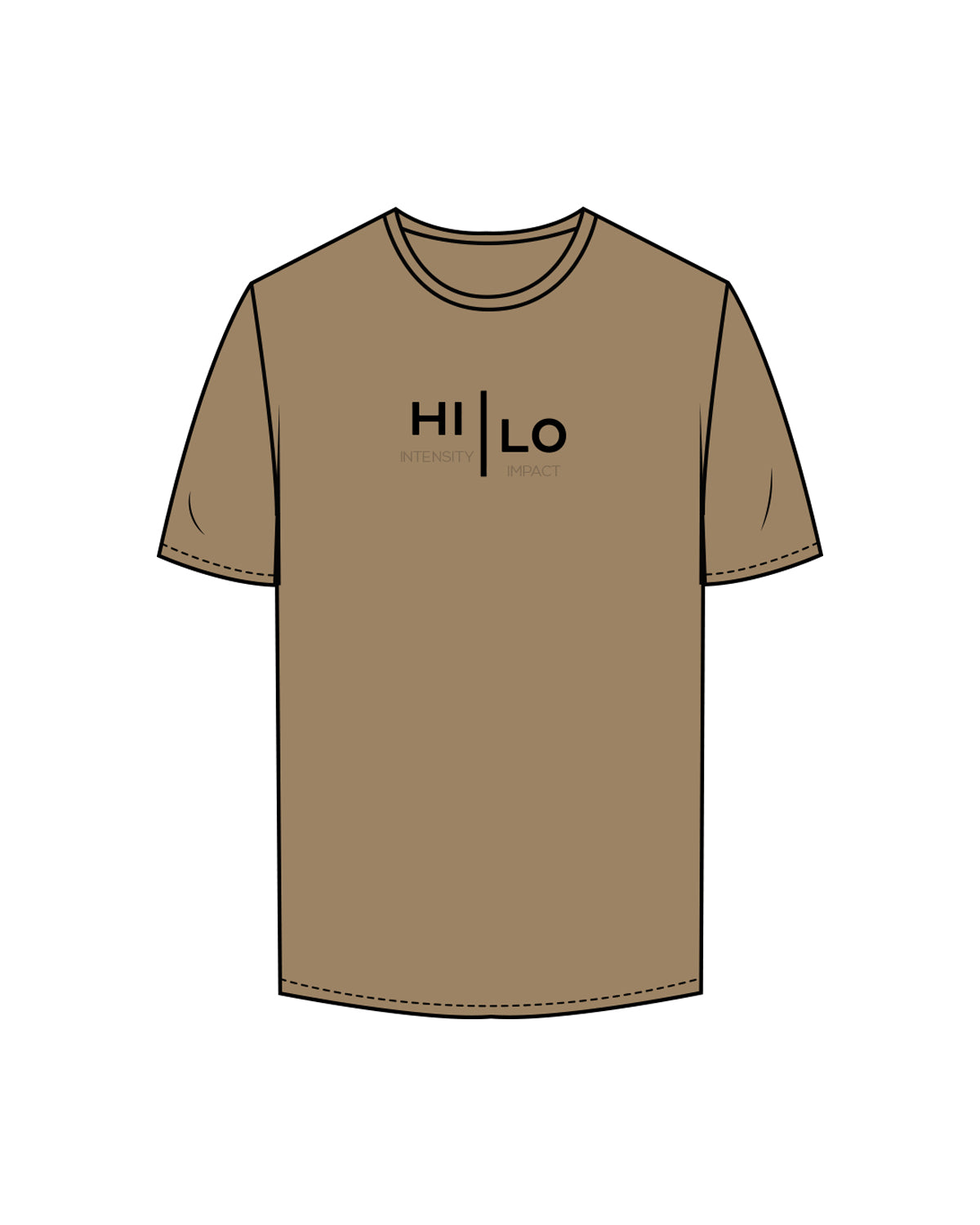 The Mens Tee - Sand - HiLo - Center Chest Stacked - Full Color