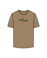 The Mens Tee - Sand - HiLo - Center Chest Stacked - Full Color