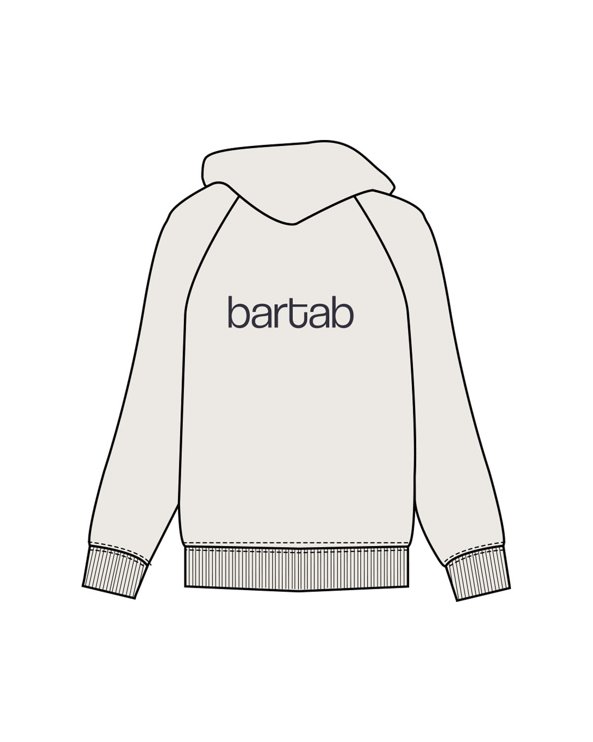 The Mens Heavyweight Hoodie - Bone - Bartab - Left Chest & Center Back - Printed - Midnight Blue