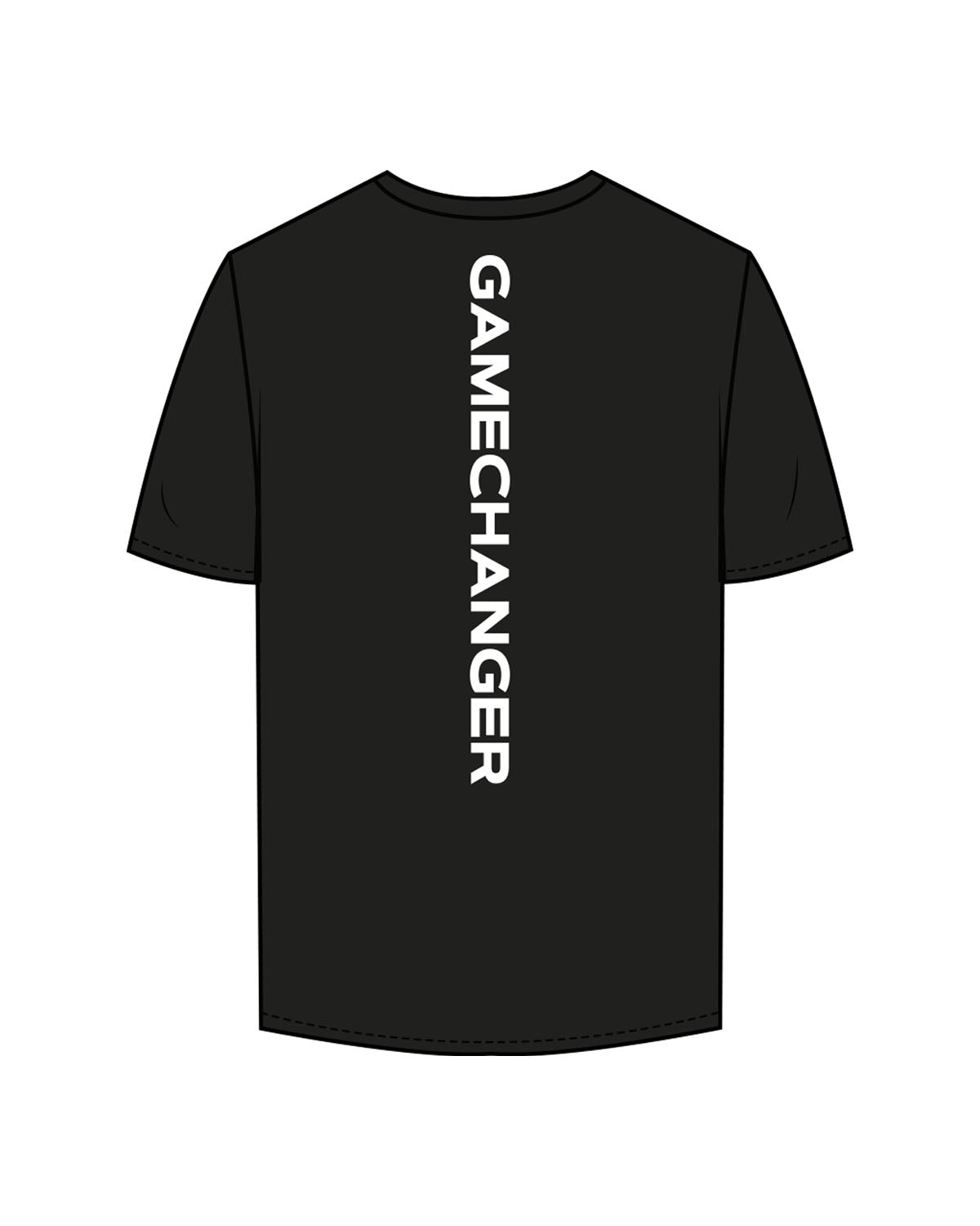 The Mens Tee - Black - Game Changer - Chest & Back - Printed - White