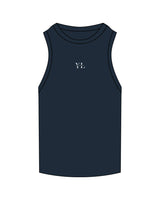 The Ribbed Full Length Tank - Navy - Core Precision - Center Chest - Embroidered - White