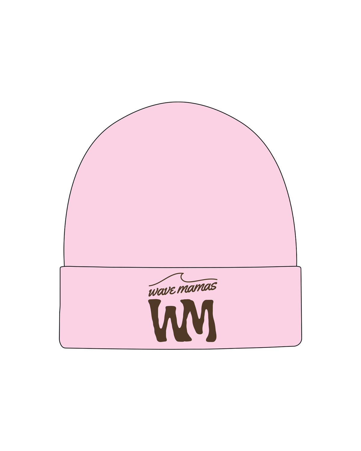 The Beanie - Pink - Wave Mamas - Center Brim Stacked - Embroidered - Brown