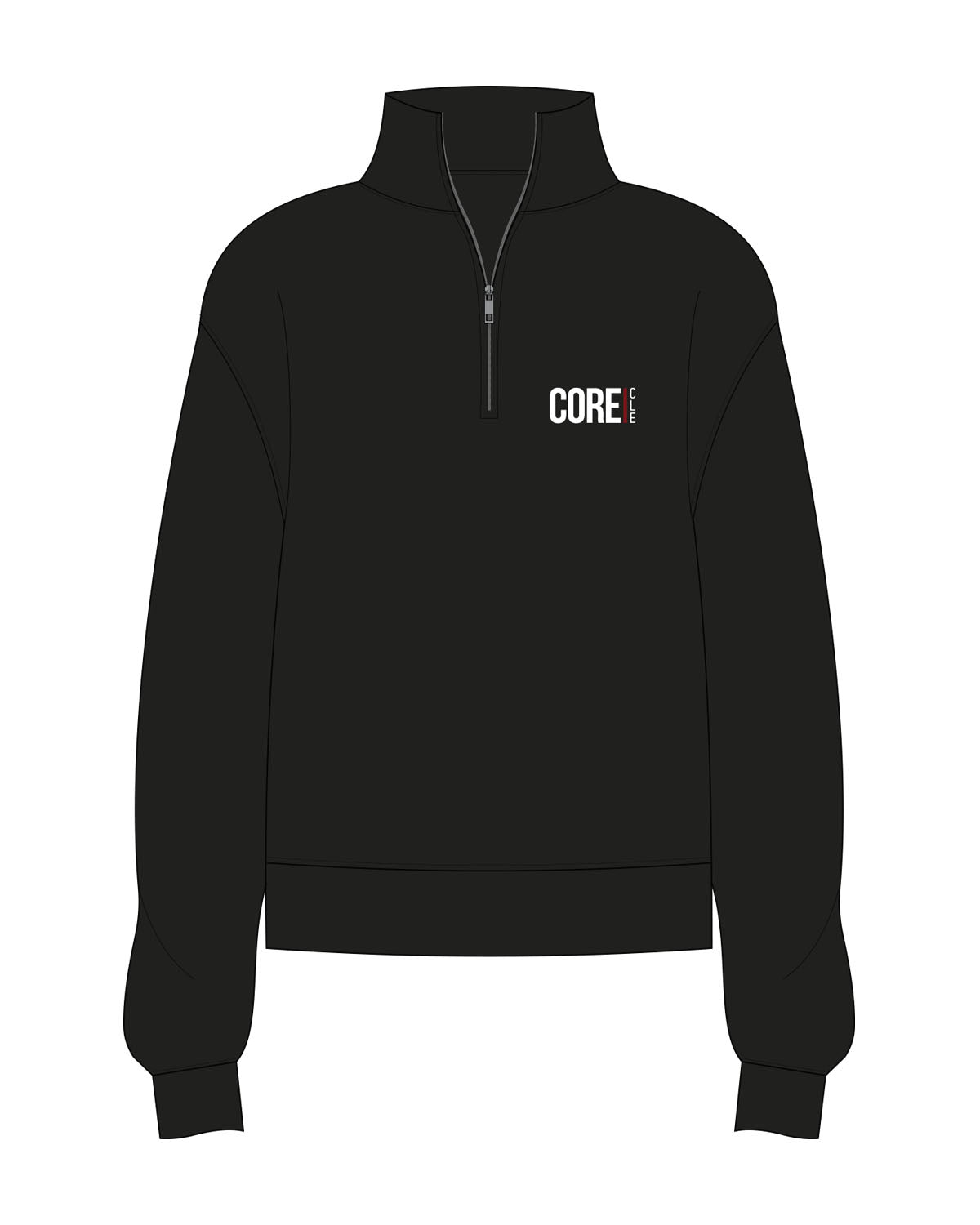 The Womens 1/4 Zip - Black - Core CLE - Left Chest - Embroidered - Full Color