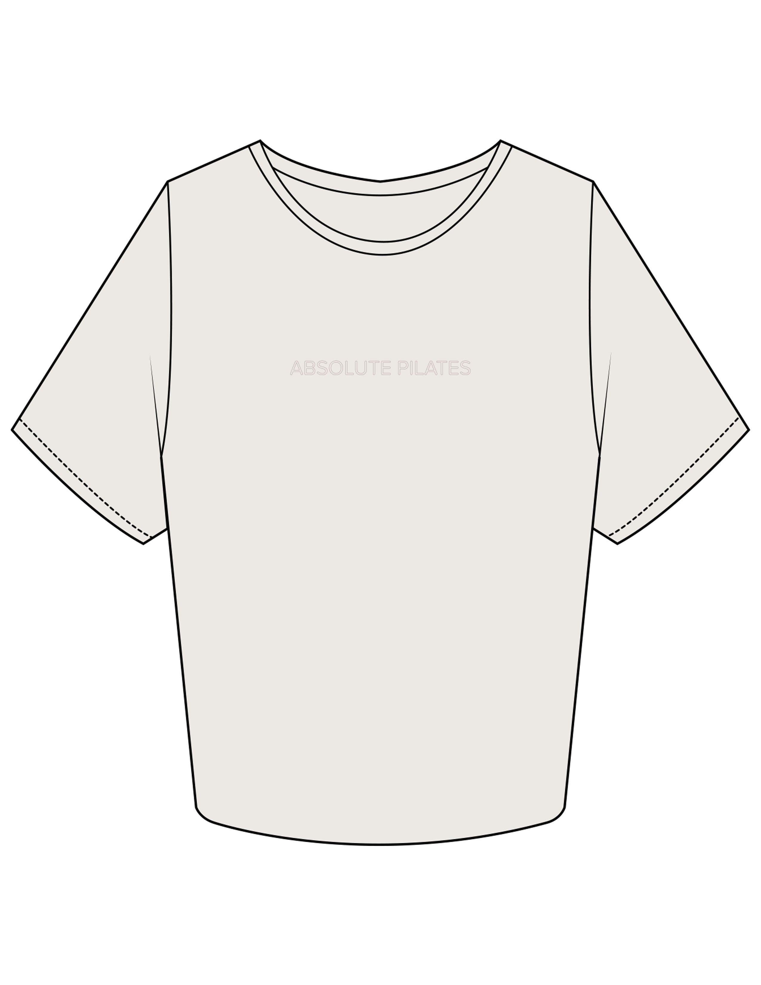The Crop Tee - Bone - Absolute Pilates - Center Chest & Back Stacked - Printed - Tone on Tone