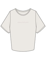 The Crop Tee - Bone - Absolute Pilates - Center Chest & Back Stacked - Printed - Tone on Tone