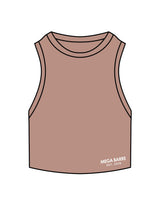 The Ribbed Crop Tank - Clay - Megabarre - Left Bottom Stacked - Embroidered - White