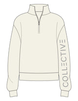The Womens 1/4 Zip - Off White - Collective Studios - Left Sleeve - Printed - Light Grey