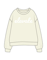The Womens Crewneck - Butter - Elevate Pilates - Center Chest - Printed - White