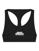 The Racer Bra - Black - Higher Ground - Back Stacked - Printed - White