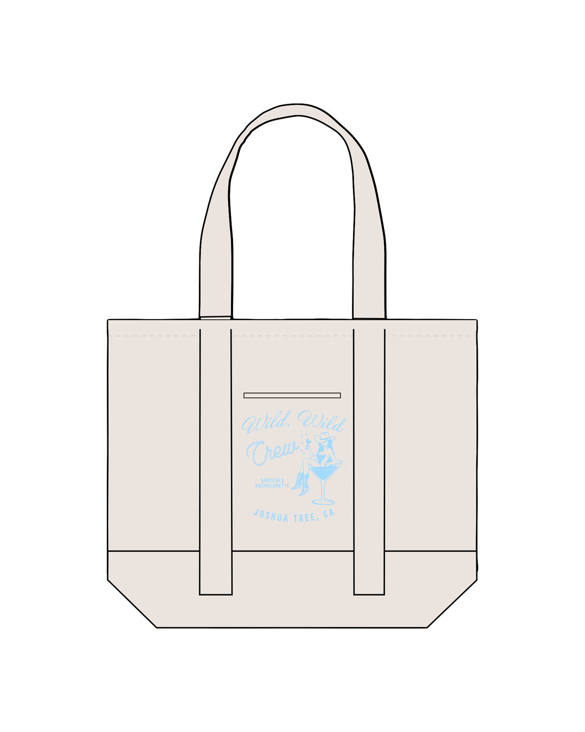 The Contrast Tote Bag - Natural / Natural - Bach - She - Center Chest - Crew - Printed - Blue