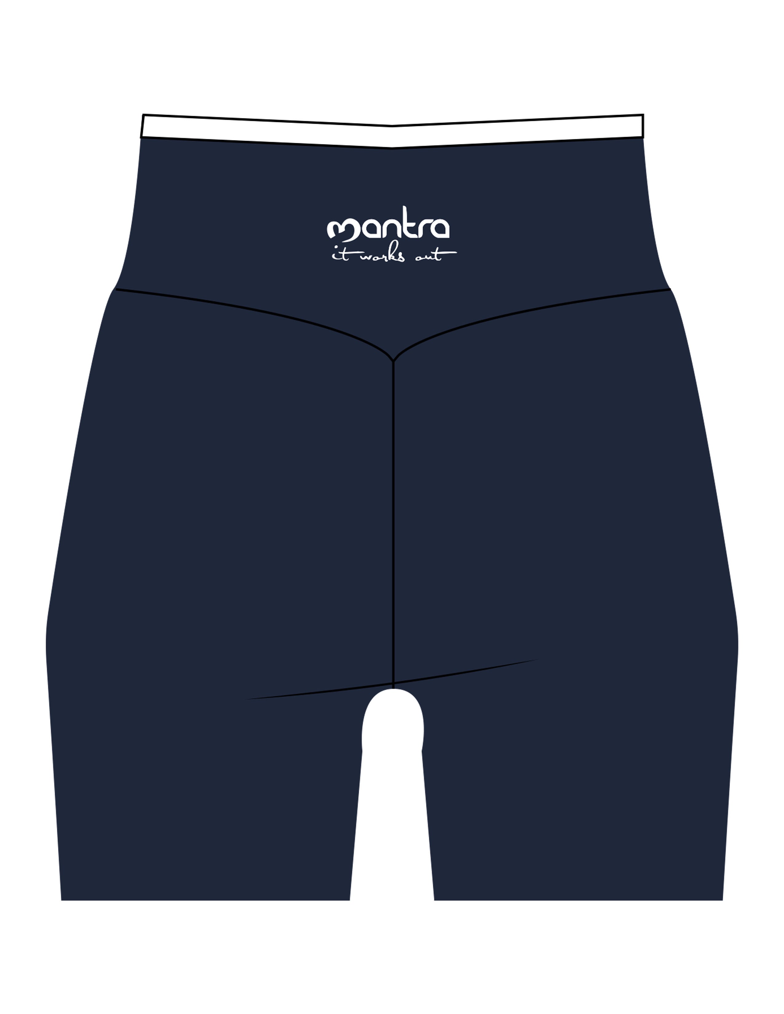 The Piped Crossover Short - Navy - Mantra - Back Stacked - Printed - White