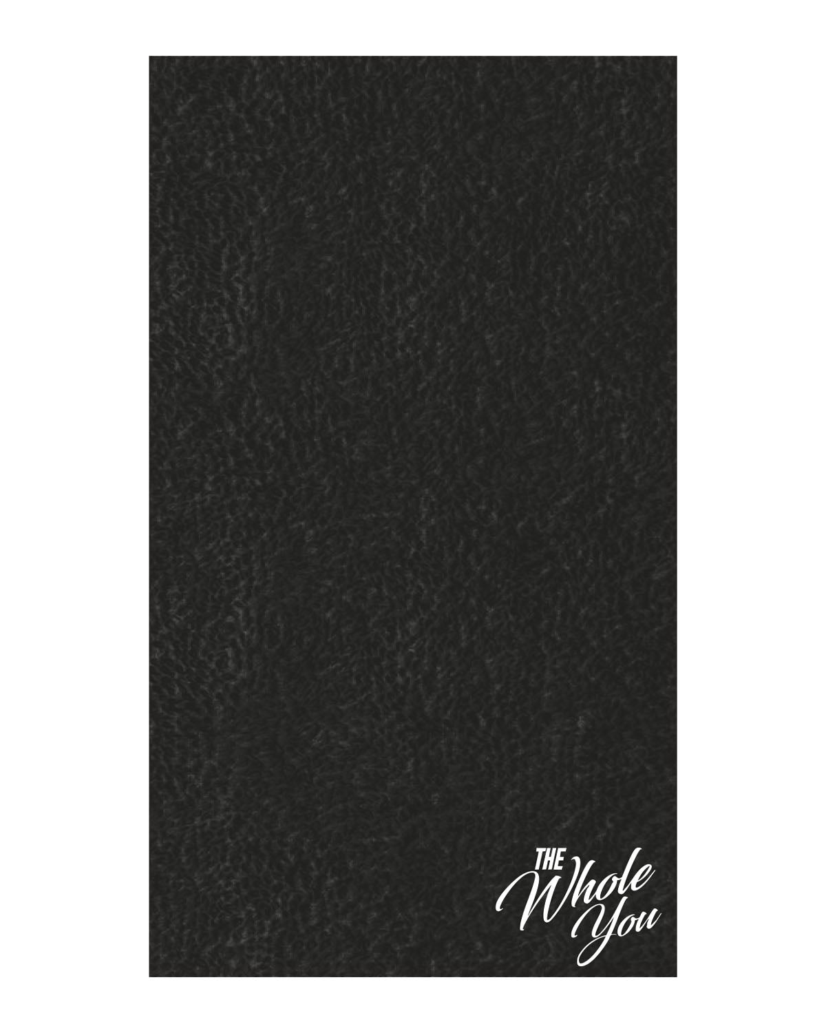 The Gym Towel - Black - The Whole You Wellness - Front Bottom Left Corner - Printed - White - The Gym Towel Bag - Black - Center Body - Printed - Full Color