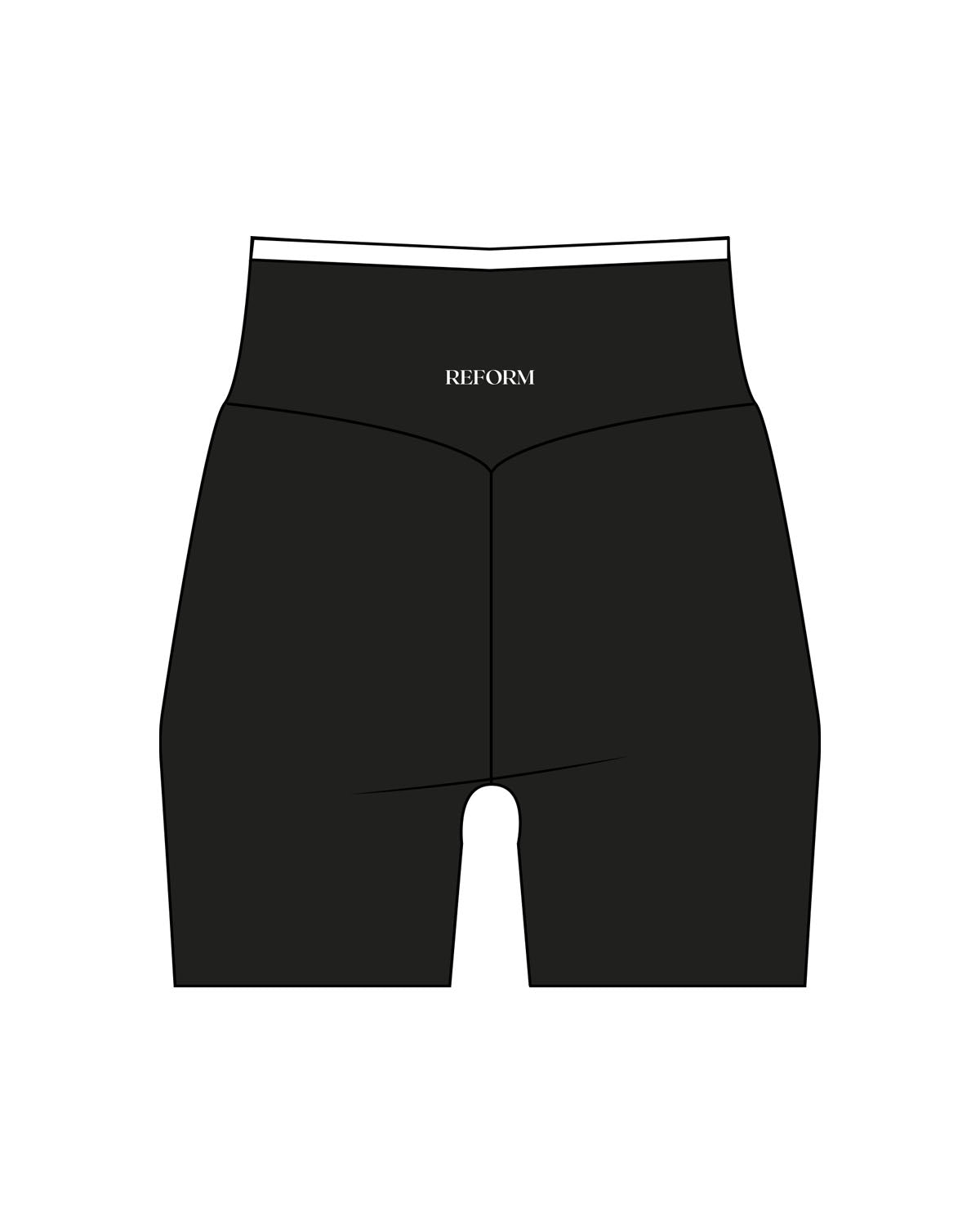 The Piped Crossover Short - Black - REFORM Pilates Studio - Center Back - Printed - White
