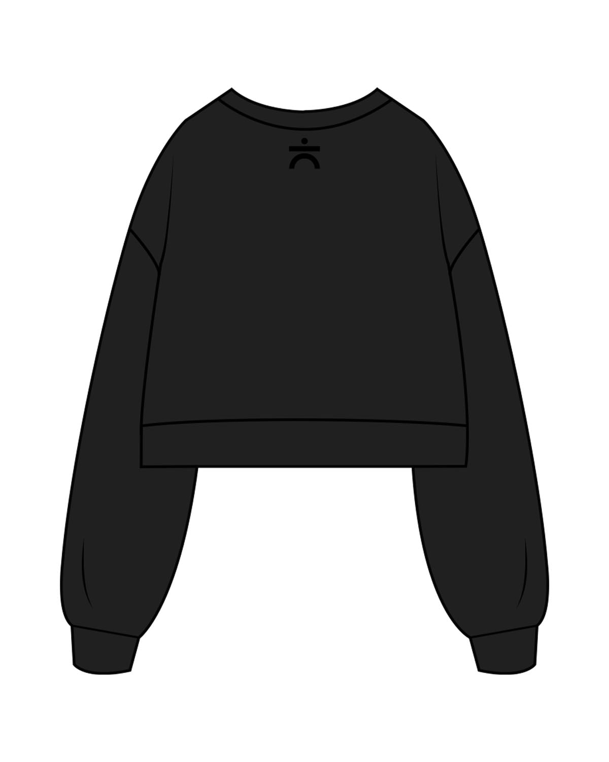 The Womens Crop Crewneck - Black - enCore Pilates - Center Chest Stacked & Below Neckline - Printed - Tone on Tone