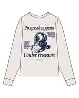 The Mens Long Sleeve - Bone - MD Hyperbaric - Left Chest Round & Back Illustration - Printed - Navy