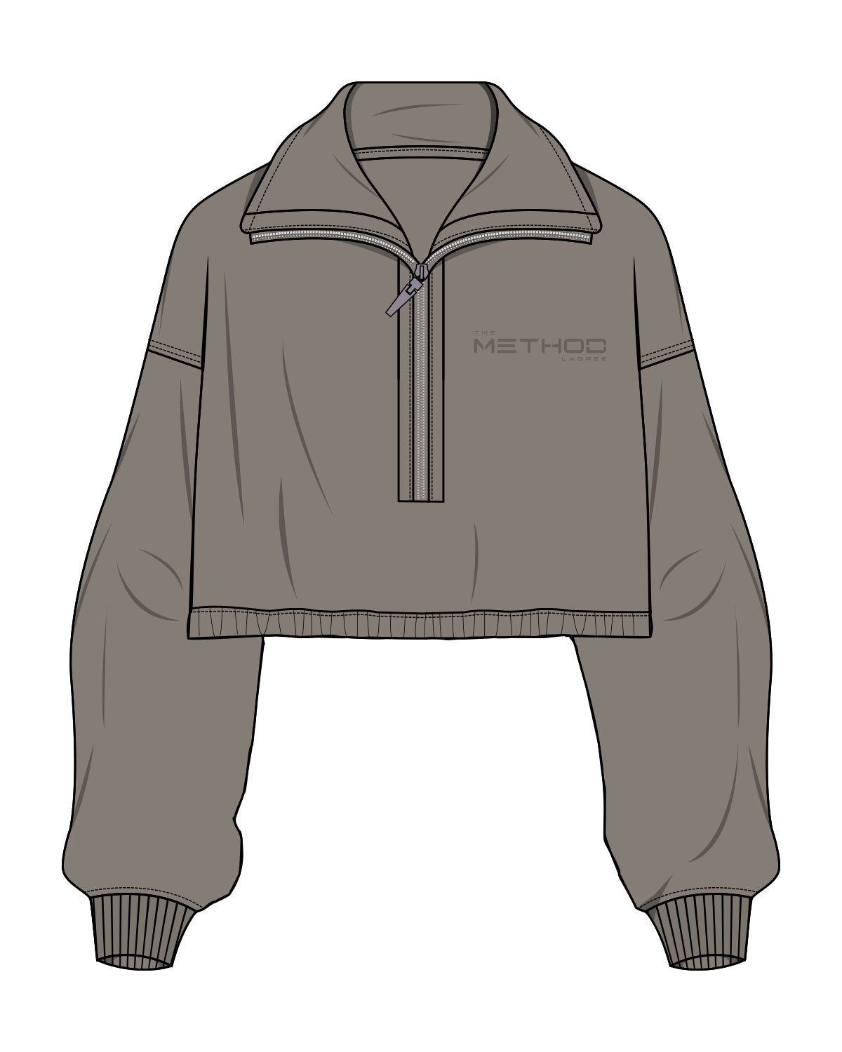 The Suede 1/2 Zip - Fossil - TML - Left Chest Stacked - Embroidered - Tone on Tone