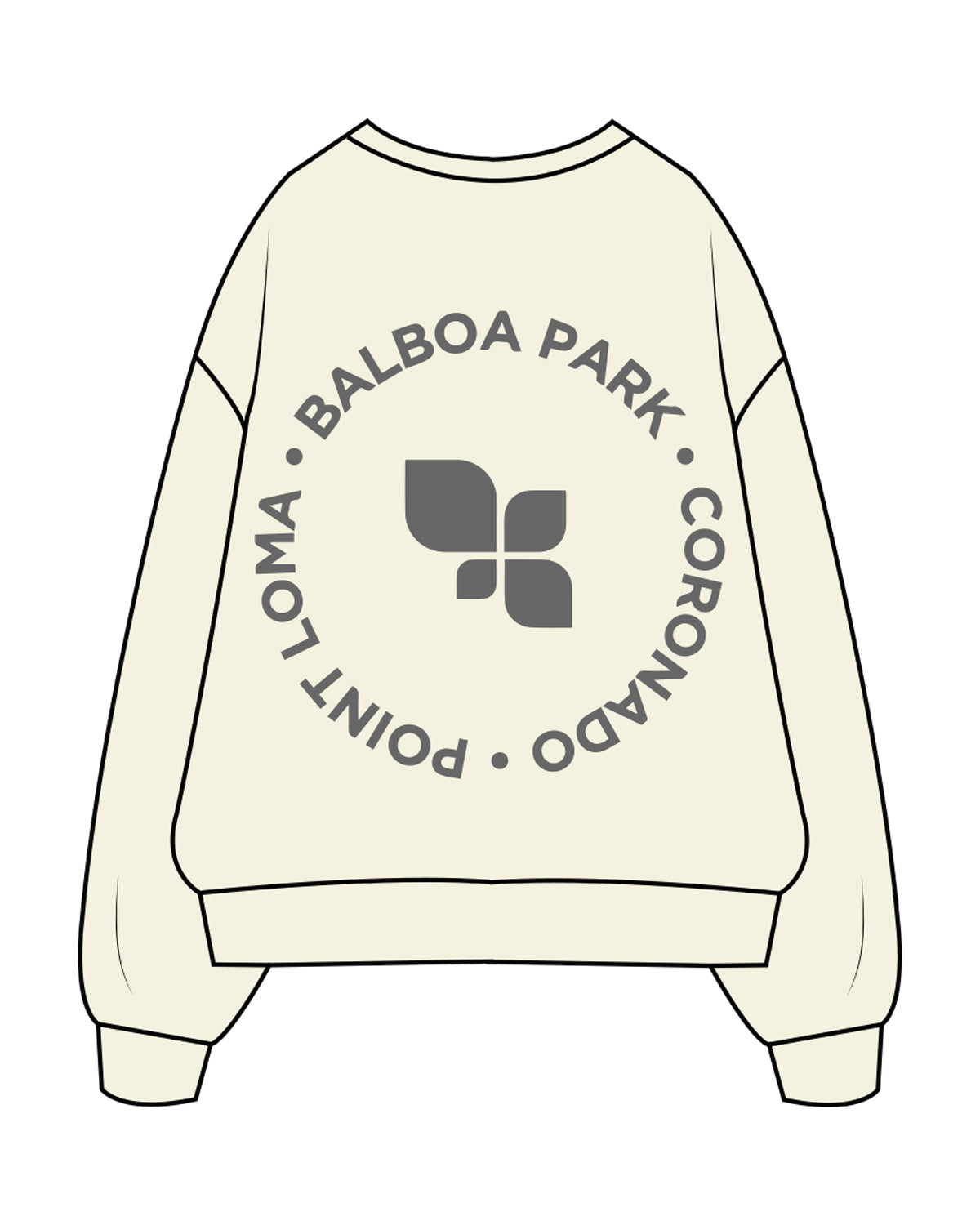 The Womens Crewneck - Butter - FIT4MOMBalboa - Left Chest & Back Center  - Charcoal