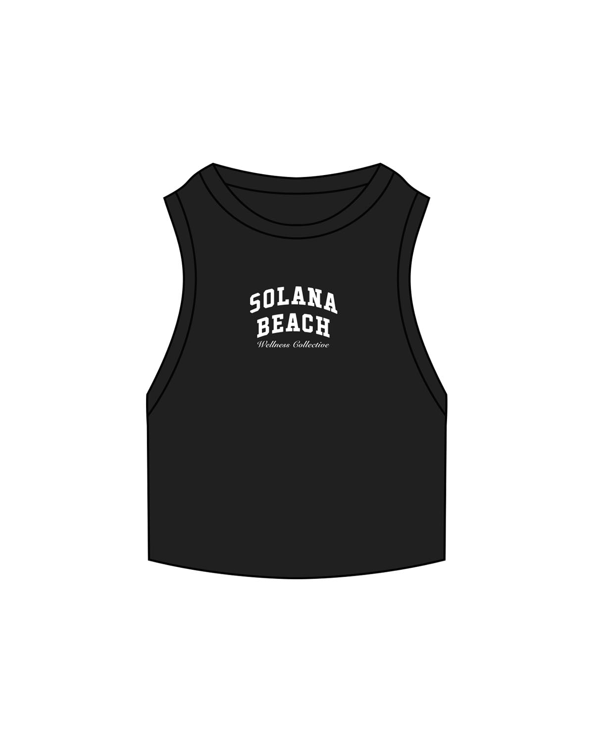 The Ribbed Crop Tank - Black - Lisel Lewis - Center Chest - Embroidered - White