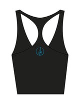 The Racer Tank - Black - Reforming Foundations - Center Back - Printed - Blue