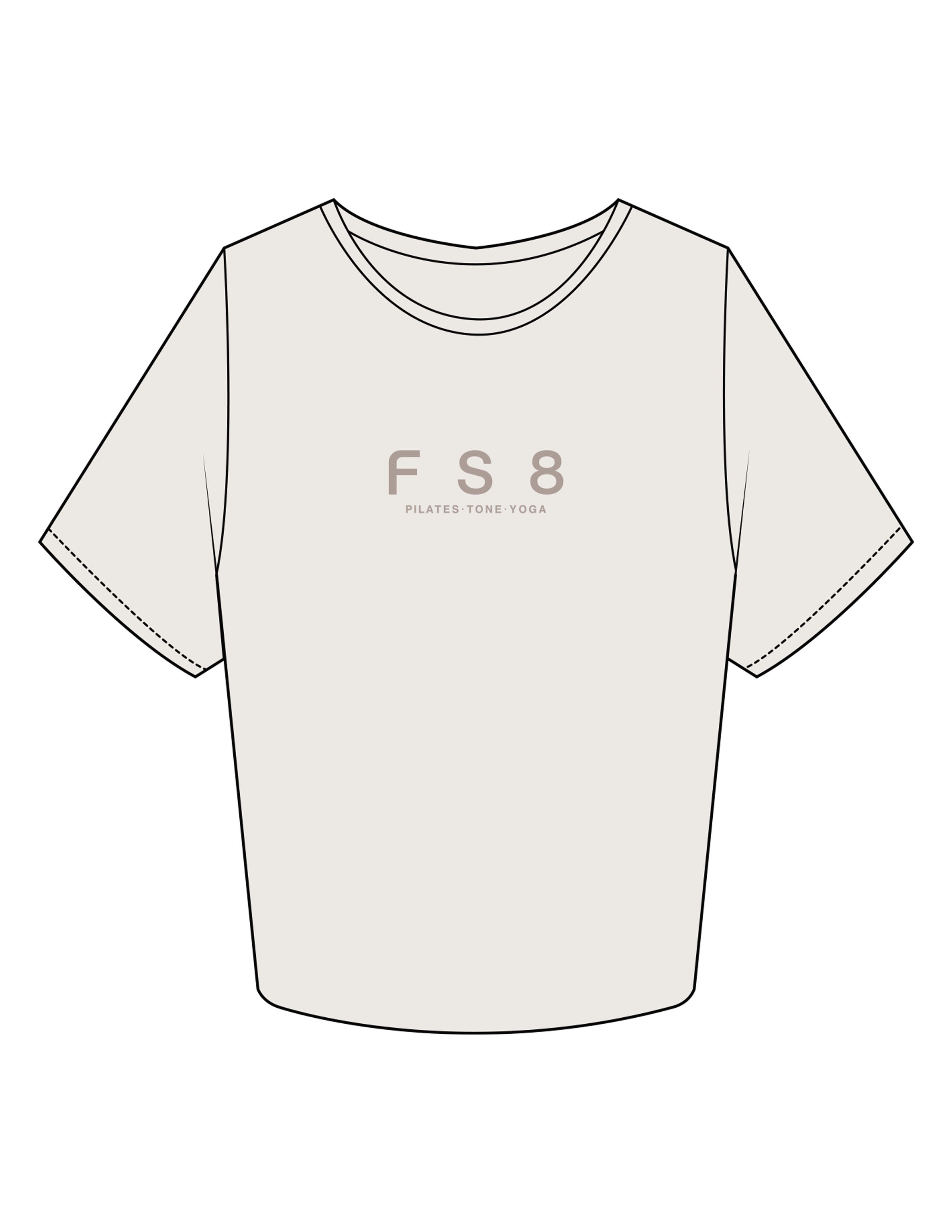 The Crop Tee - Bone - FS8 Studios - Center Chest Stacked & Back Stacked - Printed- Tone on Tone