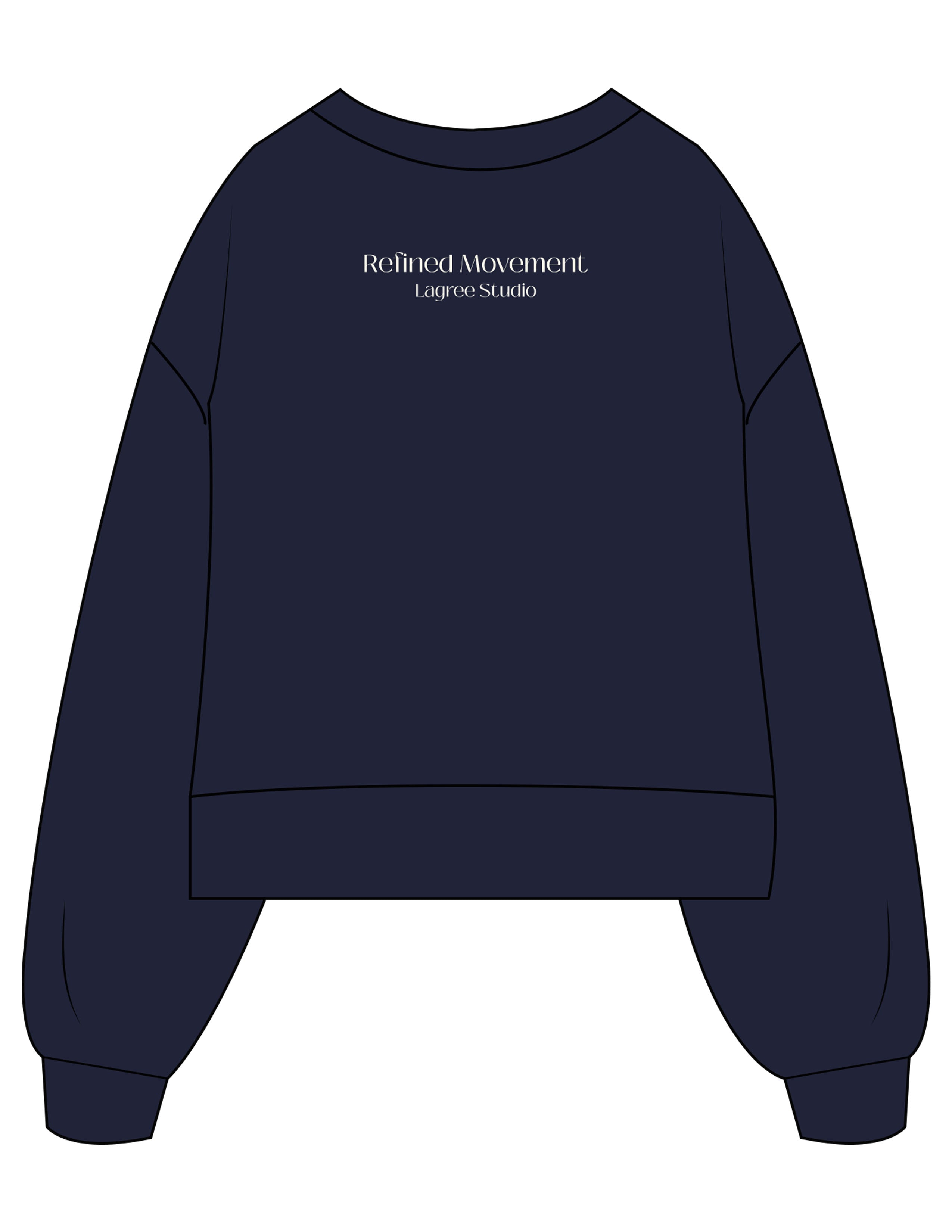 The Womens Heavyweight Crop - Navy - Refined Movement - Center Chest Stacked & Back Stacked - Printed - Full Color