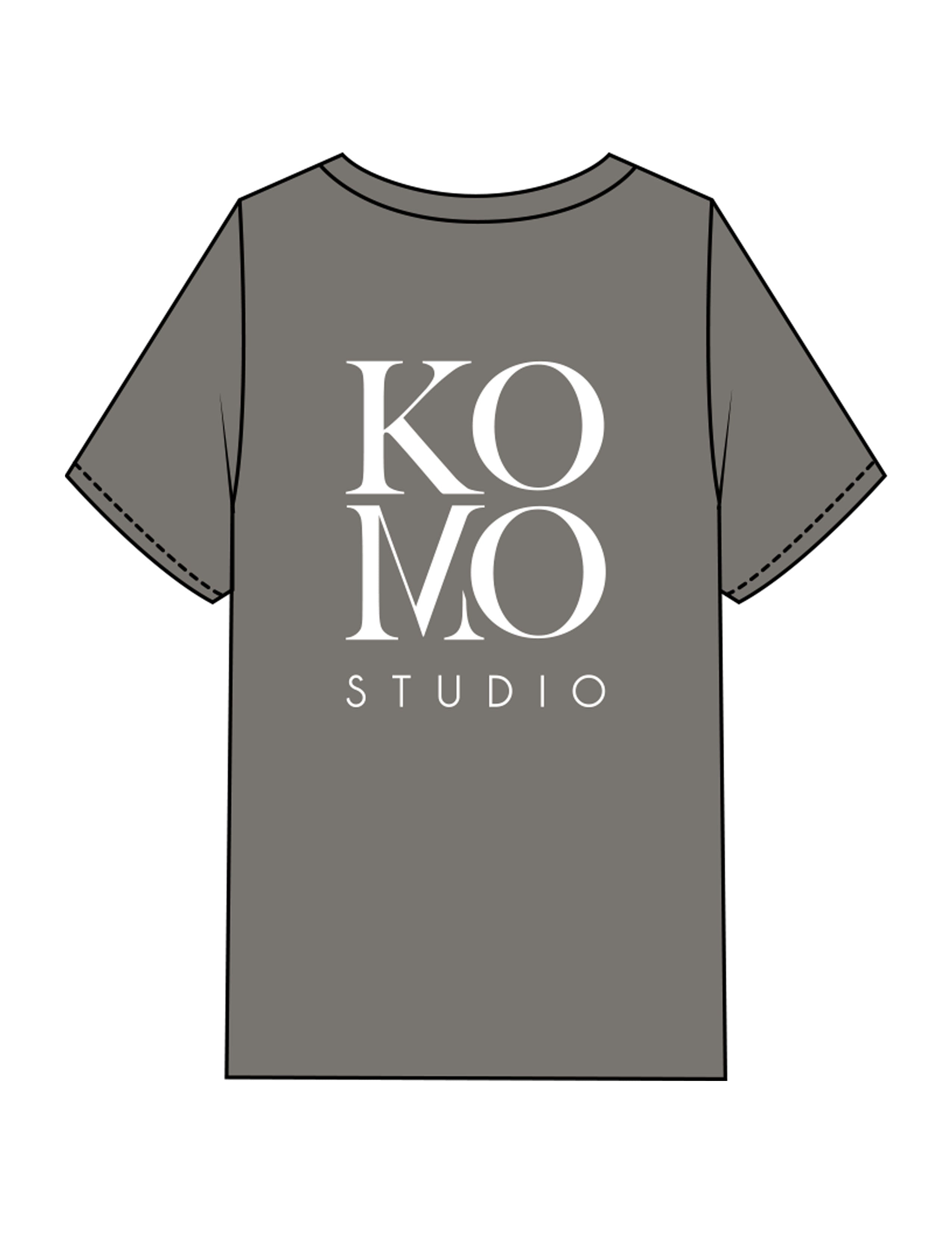 The Mens Heavyweight Tee - Washed Gray - Komo Studio - Back Stacked - Printed - White