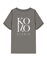 The Mens Heavyweight Tee - Washed Gray - Komo Studio - Back Stacked - Printed - White