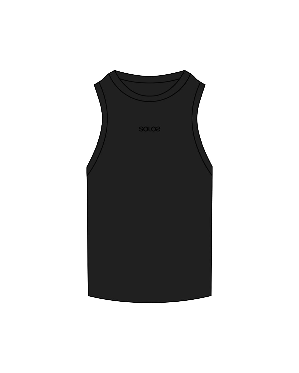 The Ribbed Full Length Tank - Black - Solo Pilates - Chest Center- Embroidered - Black