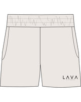 The Womens Sweat Shorts - Bone - Lava - Bottom Left Leg Stacked - Black