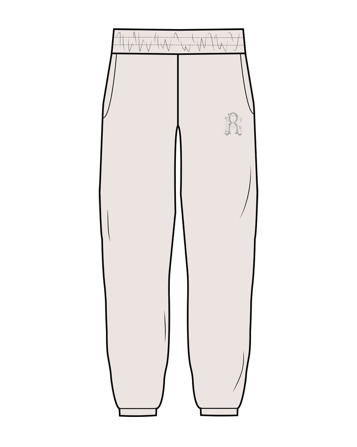 The Womens Sweatpants - Bone - Reboot - Left Leg - Embroidered - Charcoal