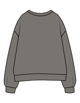 The Womens Crewneck - Washed Gray - Pilates Evolution - Chest Arc Stacked - Printed - Off White