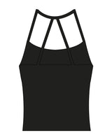 The Womens Sporty Tank - Black - Pilates Please - Center Chest - Printed - White