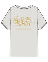 The Mens Heavyweight Tee - Washed Bone - REFORA - Left Chest Arc Stacked & Back Stacked - Printed - Gold