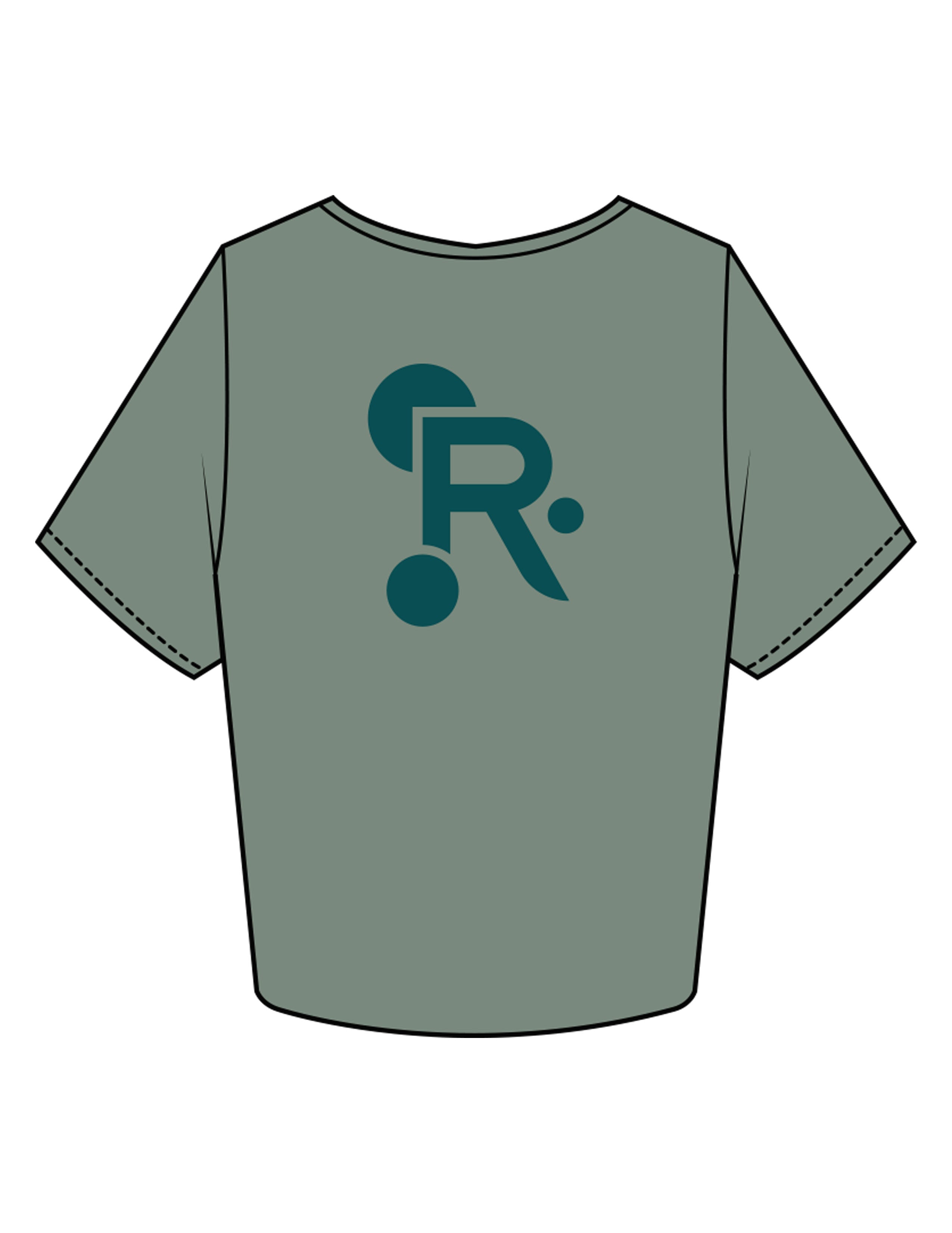The Crop Tee - Sage - Rollgevity - Center Chest & Center Back - Printed - Dark Teal