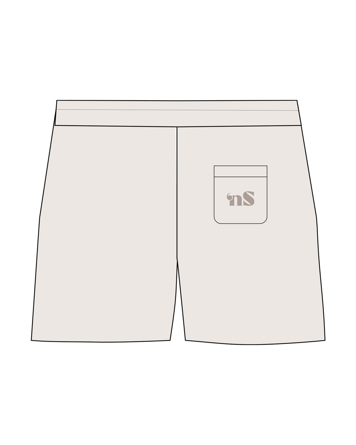 The Womens Sweat Shorts - Bone - NSpiers - Back Pocket - Printed - Tone on Tone