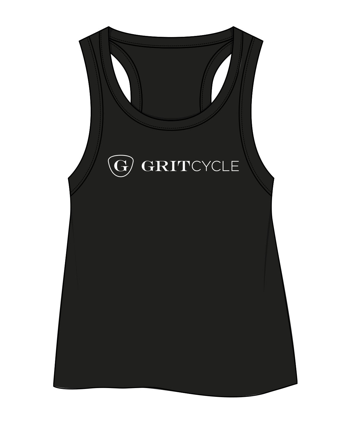 The Crop Tank - Black - Grit Cycle - Center Chest - White