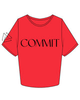 The Crop Tee - Red - Commit Fitness - Right Sleeve & Center Chest - Black