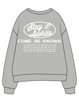 The Womens Crewneck - Heather - Daybreak Church - Left Chest & Back Stacked - Printed - White