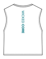 The Womens Classic Crop Tank - White - Wicked Core - Front Stacked & Back Spine - Printed - Full Color