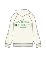 The Mens Hoodie - Off White - Q Street - Center Chest & Center Back Logo - Printed - Green