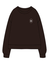 The Recycled Womens Crewneck - Brown - ROLLHOUSE. - Left Chest & Back Round - Printed - White