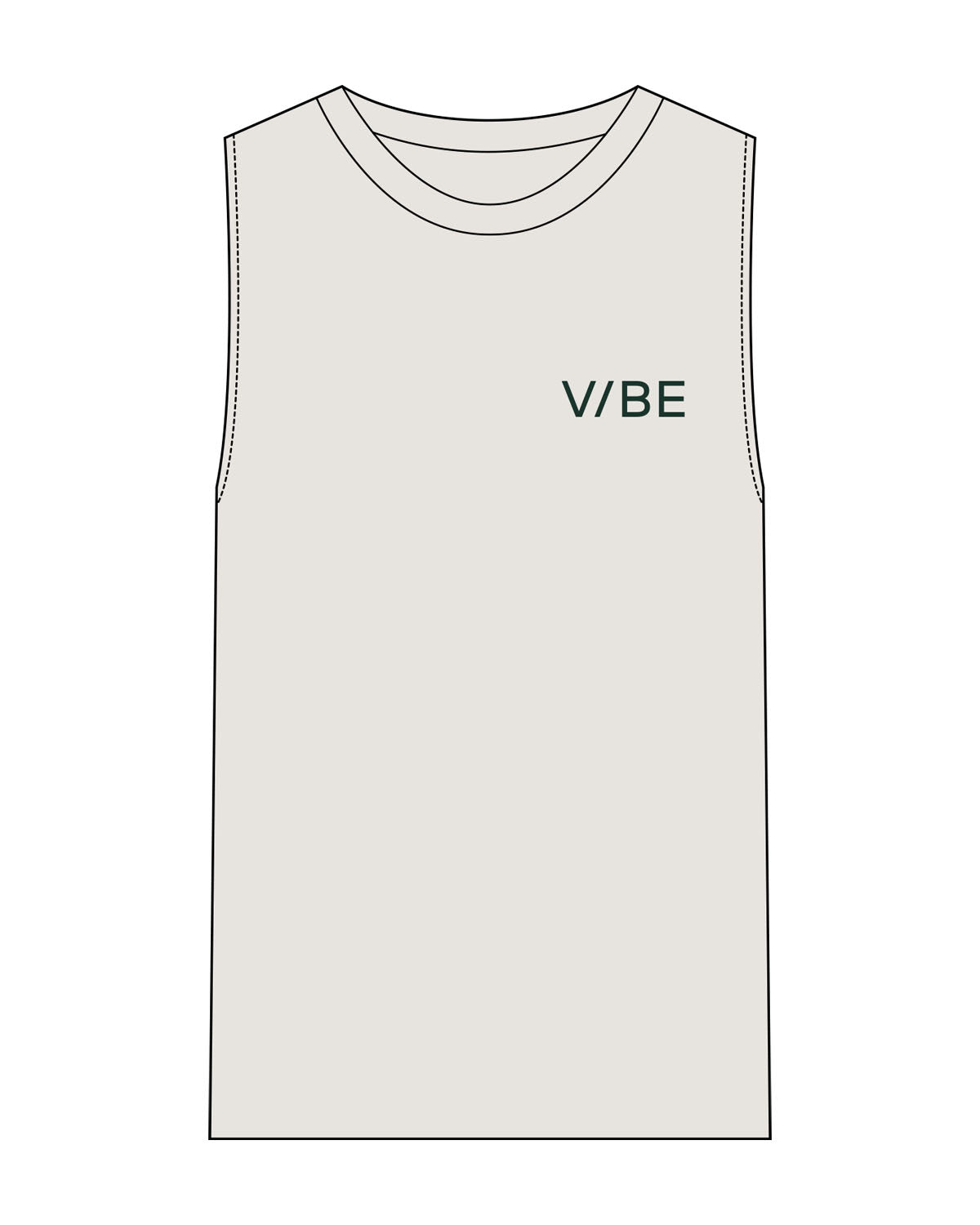 The Mens Heavyweight Tank - Washed Bone - The Vibe - Left Chest - Printed - Green