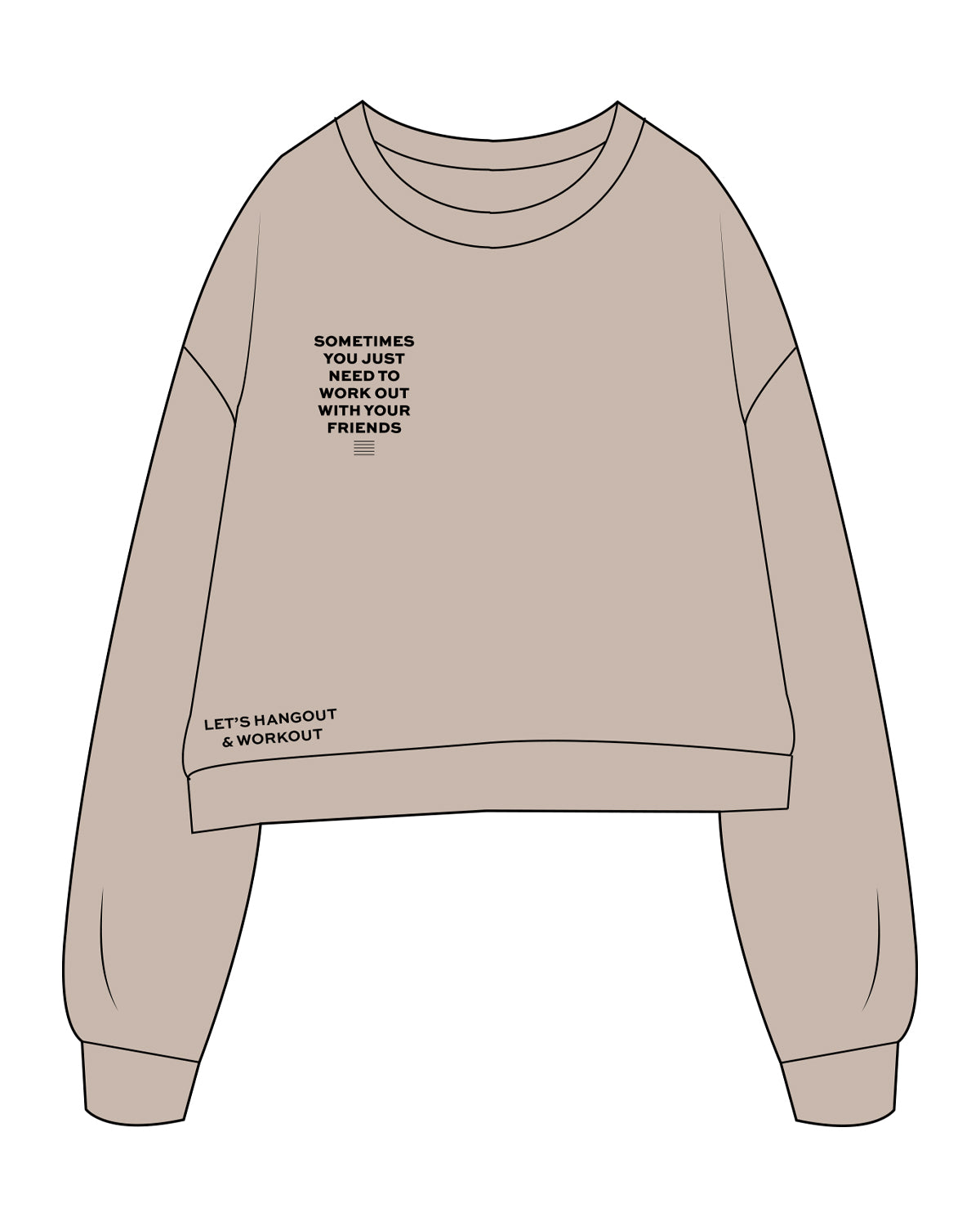 The Studio Crop - Taupe - Clearly Pilates - Right Chest Stacked & Front Lower Right - Printed - Black
