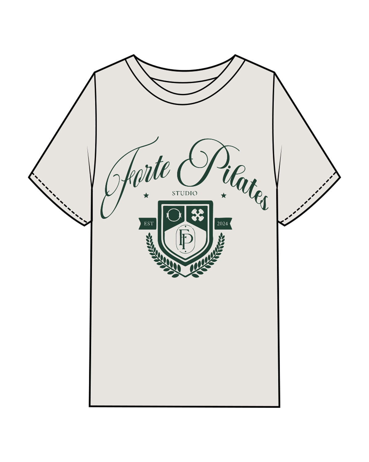 The Mens Heavyweight Tee - Washed Bone - Forte - Center Chest Stacked - Green